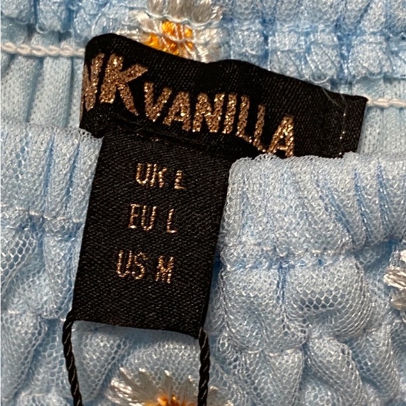 Elasticated mesh daisy embroidery crop top size L - pink vanilla - Picture 3 of 5